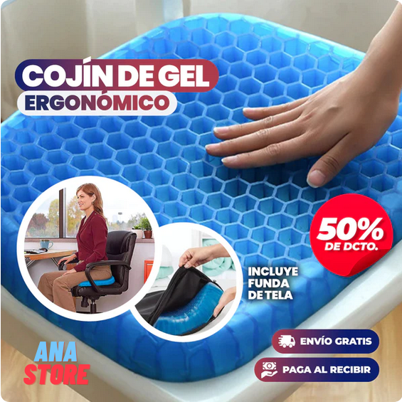 COJÍN DE GEL ERGONÓMICO + FUNDA DE REGALO